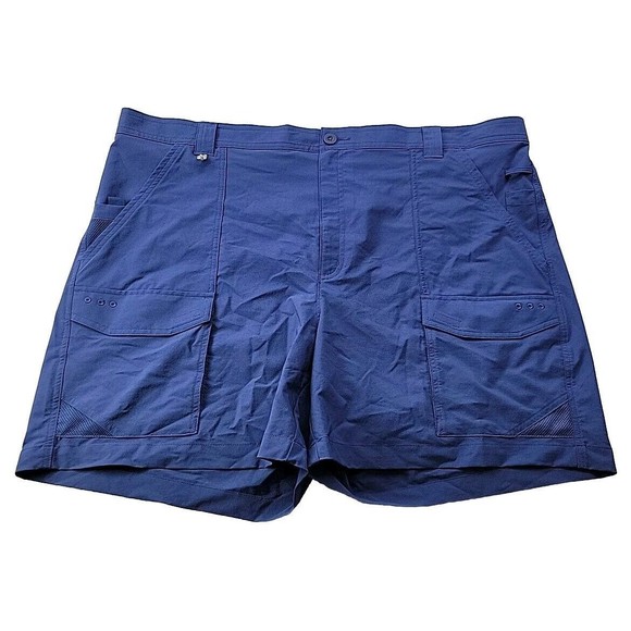 NEW - Columbia PFG Cargo Short Blue Stretch Performance Men XXL 6L Elastic Waist - Picture 1 of 8